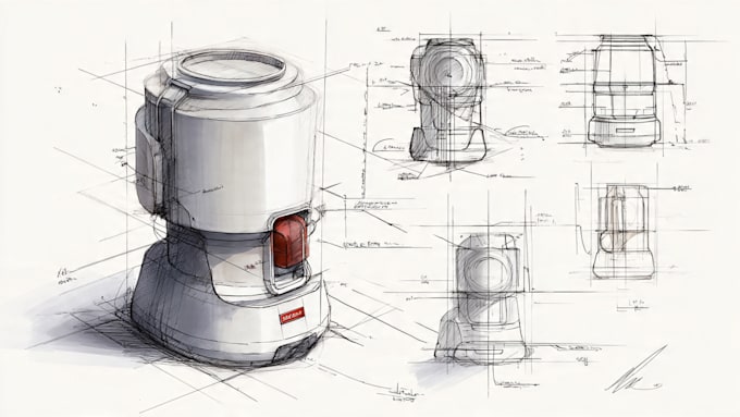 develop an industrial and product design concept by sketches