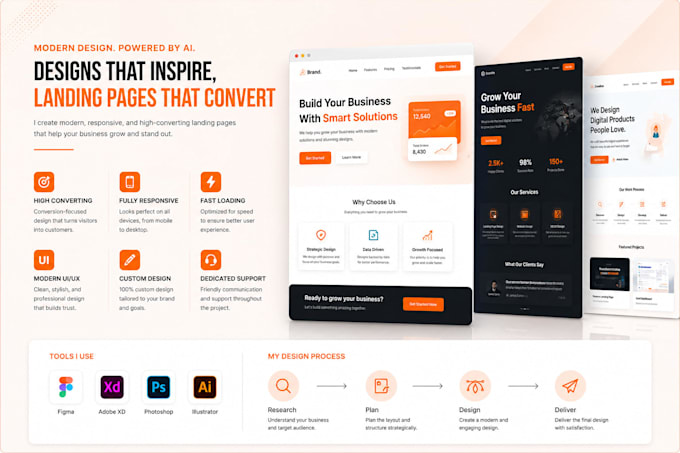 design a high converting ai powered landing page website