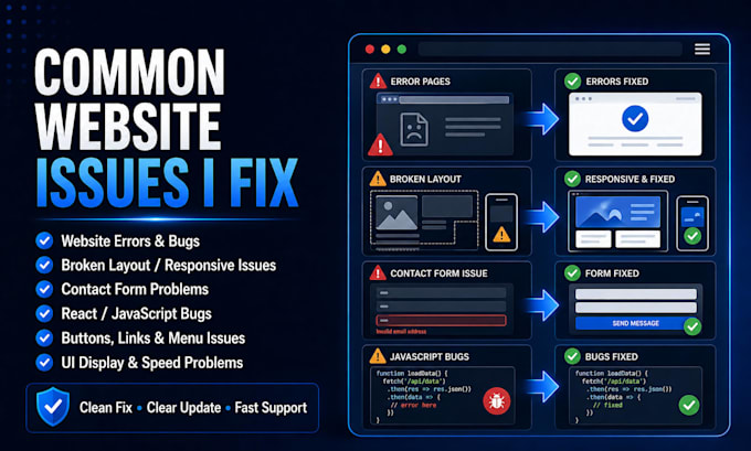 fix website bugs, errors and performance issues