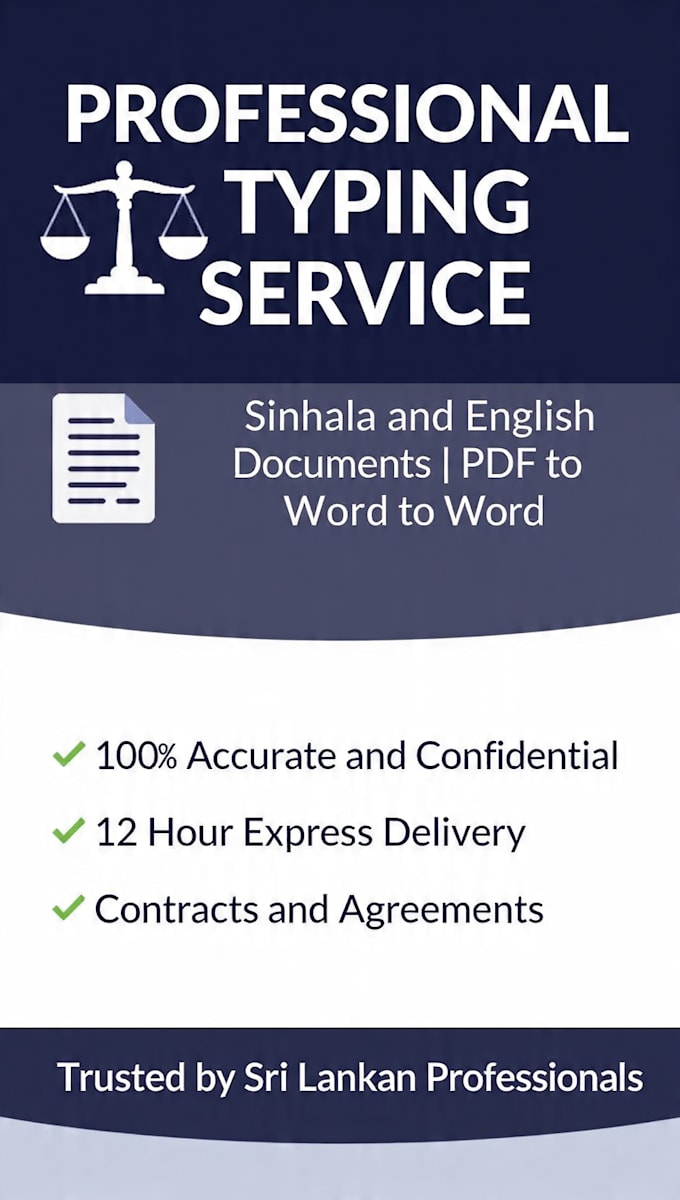 type sinhala english legal documents pdf to word in 12hrs