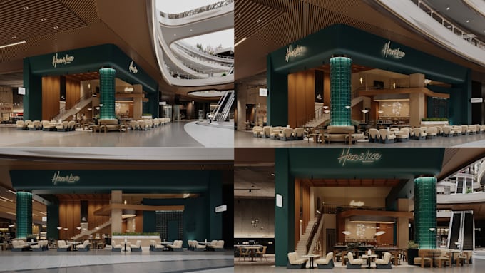 create photorealistic 3d restaurant, cafe, bar and nightclub interior rendering