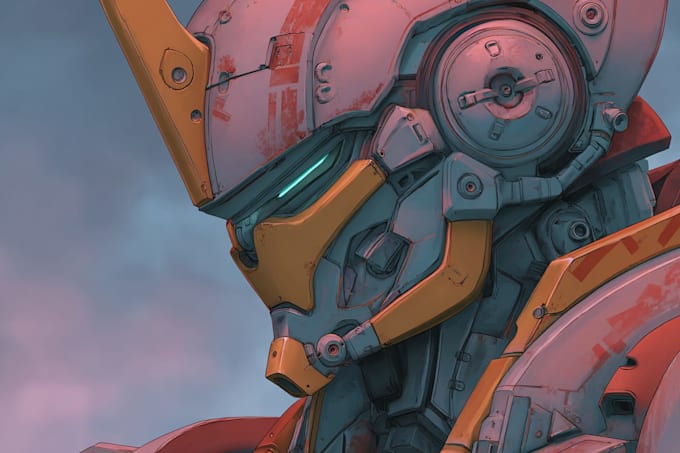 custom futuristic mecha robot character art