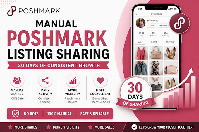 boost poshmark listing sharing manually for fast growth