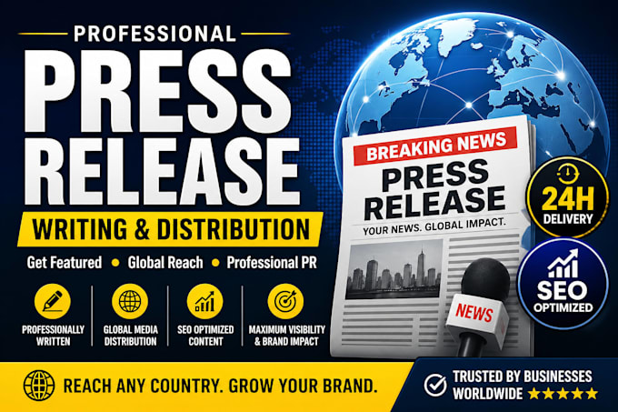 write and distribute a professional press release for  global media exposure