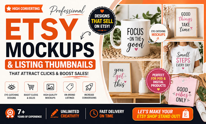 design high converting etsy mockups, listing images and thumbnails