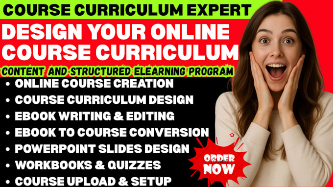 design your online course curriculum, content and structured elearning program