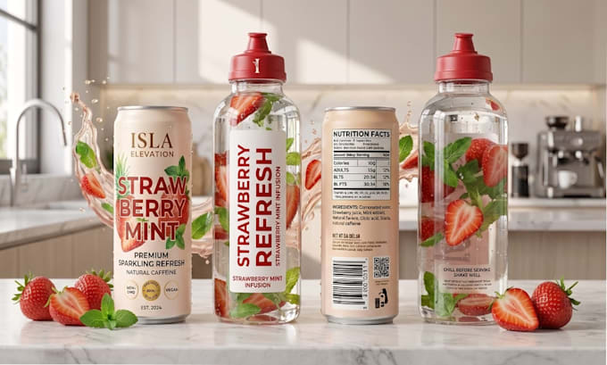 create energy drink juice bottle can label beverage and packaging
