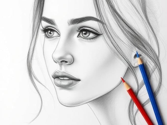 draw a custom pencil or charcoal portrait
