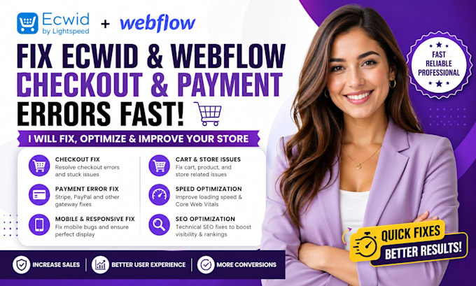 fix ecwid webflow checkout payment errors mobile bugs SEO speed issue