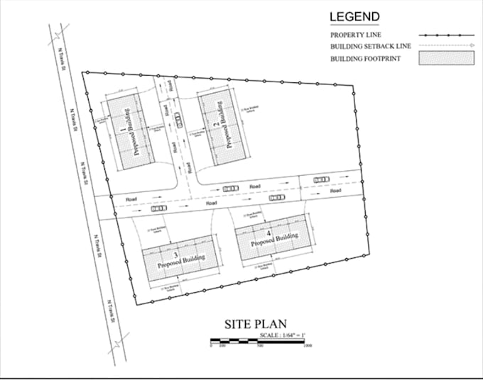 provide full site development plan, plot plan for city permit, layout in autocad