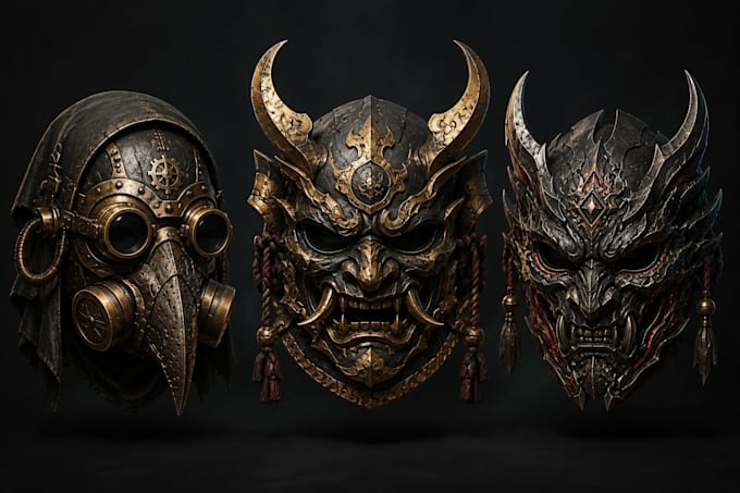 do custom 3d helmet, 3d mask, cosplay props for 3d printing