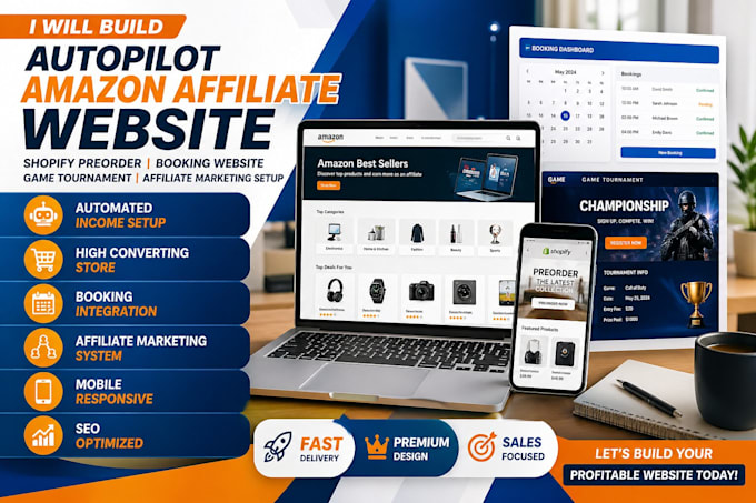 build autopilot amazon affiliate website shopify preorder store booking website