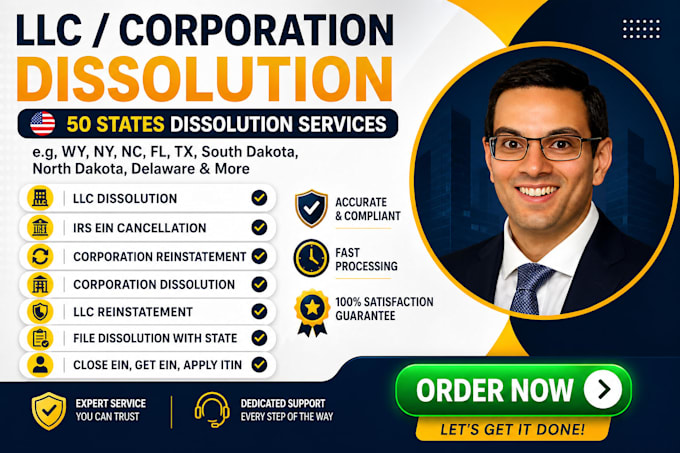 dissolve llc or corp reinstatement, close ein, amendment, llc dissolution