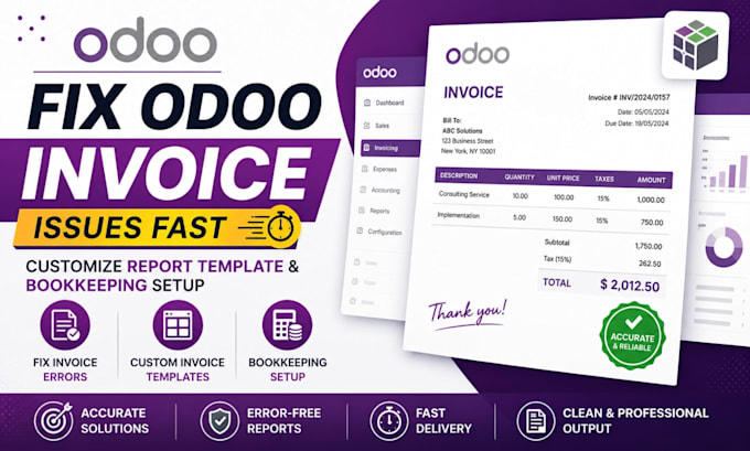 fix odoo invoice issues customize report template and bookkeeping setup