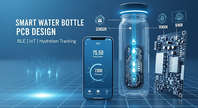 develop smart water bottle pcb with ble app and hydration monitoring