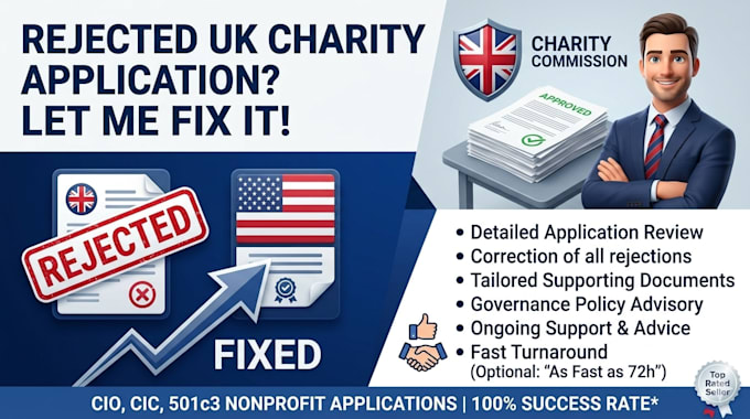 fix rejected UK charity cio cic and 501c3 nonprofit applications