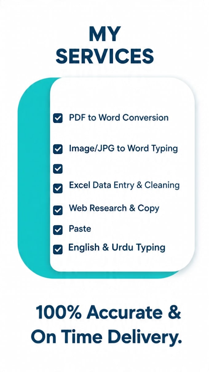 do data entry , typing , excel , pdf to word in 24 hours