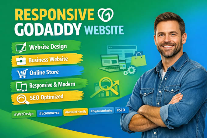 design a responsive godaddy business website and online store