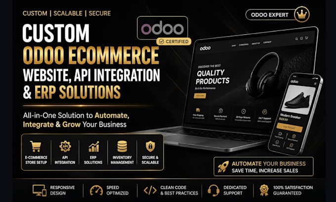 baue eine individuelle odoo ecommerce website, API integration und erp losungen