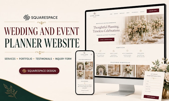 design redesign squarespace wedding planner and event planner website