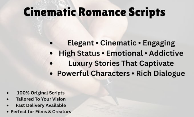 write creative elite lifestyle movie script screenplay