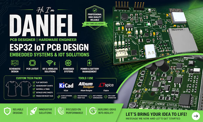 design esp32 iot pcb, embedded system circuit and schematic
