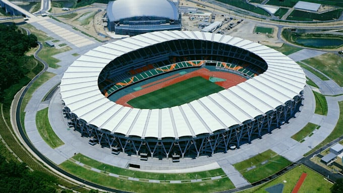 create photorealistic 3d rendering for stadium, sport complex and gaming arena