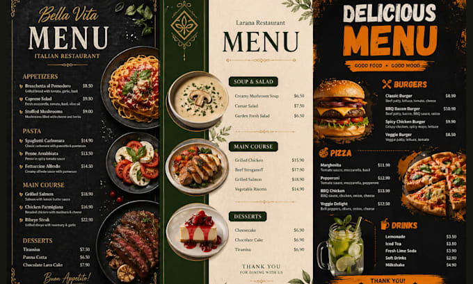 restaurant menu design, cafe menu design