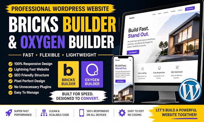 design wordpress website using bricks builder or oxygen builder