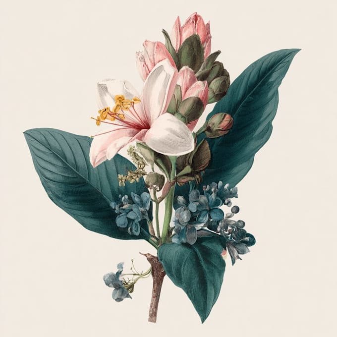draw botanical illustration flower, plant