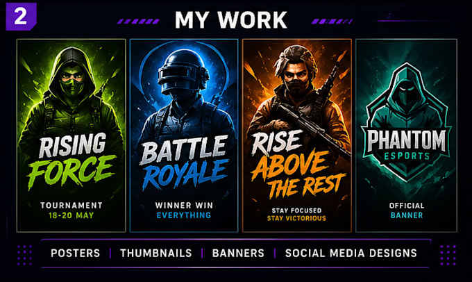 make a high quality esports posters and gaming thumbnails