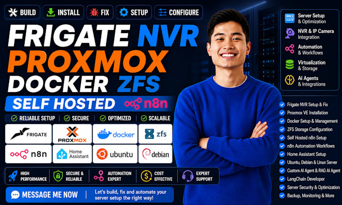 build install fix setup configure frigate nvr proxmox docker zfs self hosted n8n