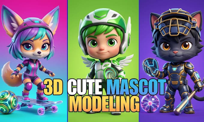 design 3d cute character chibi model 3d model, character modeling for animation