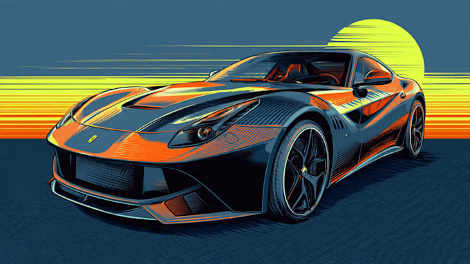 make amazing vector car portrait form your car