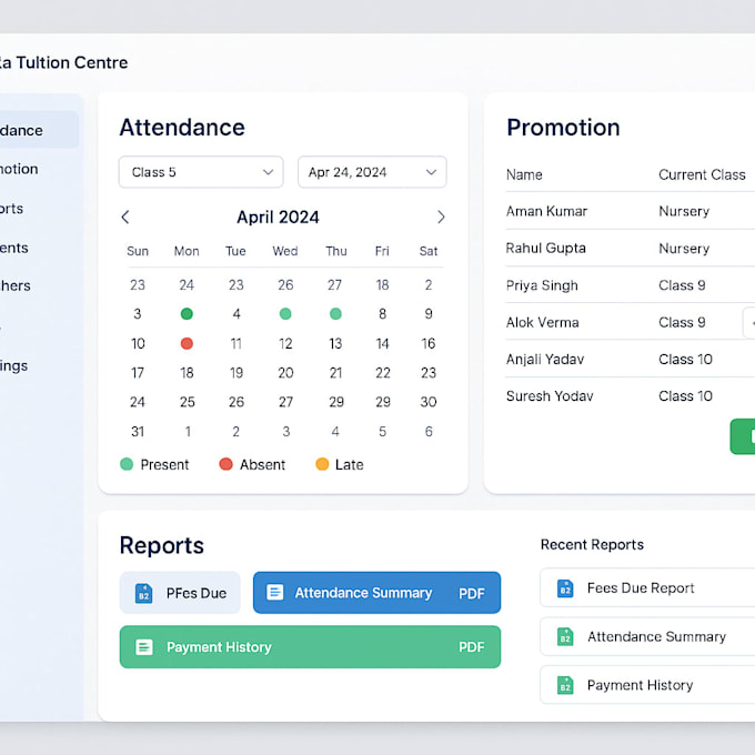 build school or coaching management system in PHP