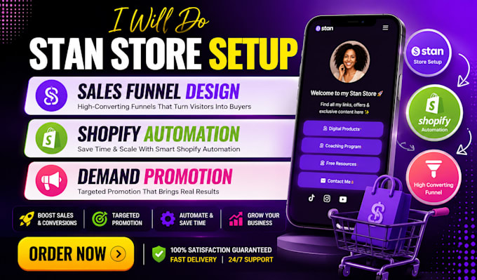 do stan store setup sales funnel design shopify automation demand promotion