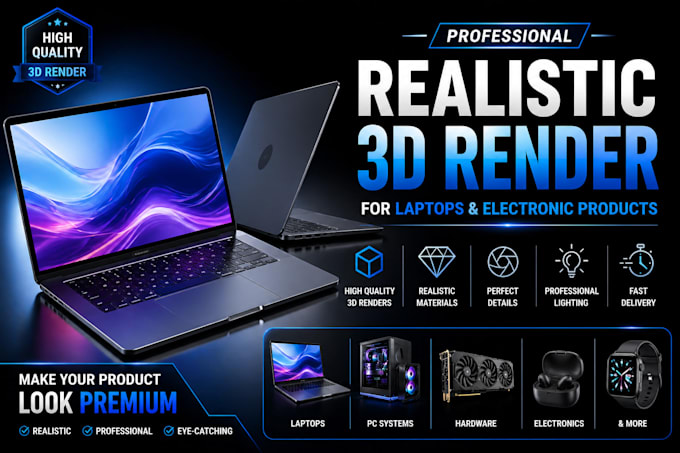 create realistic 3d product rendering for electronic device