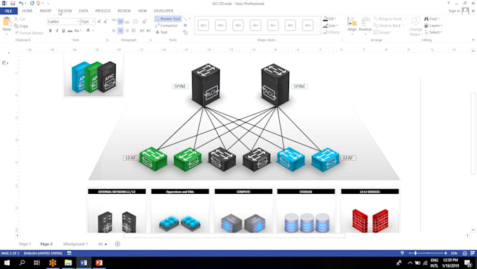 design detailed network diagram for you on visio