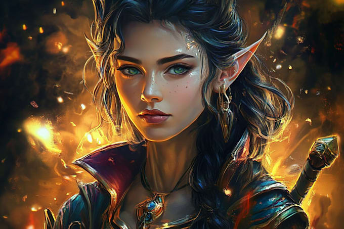 draw fantasy anime portrait with soft glow style