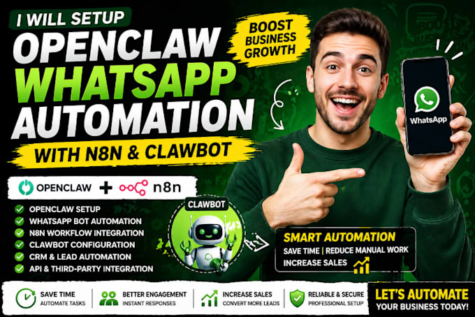 do openclaw setup, whatsapp automation and n8n clawbot workflow integration