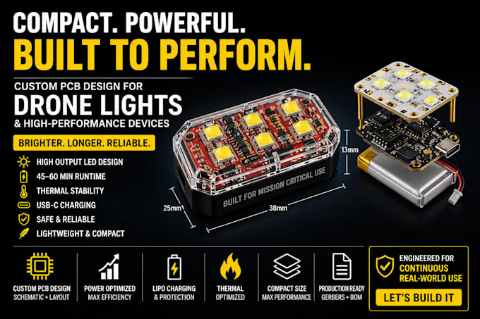 design pcb, led driver, lipo charging, and compact embedded electronics, arc v