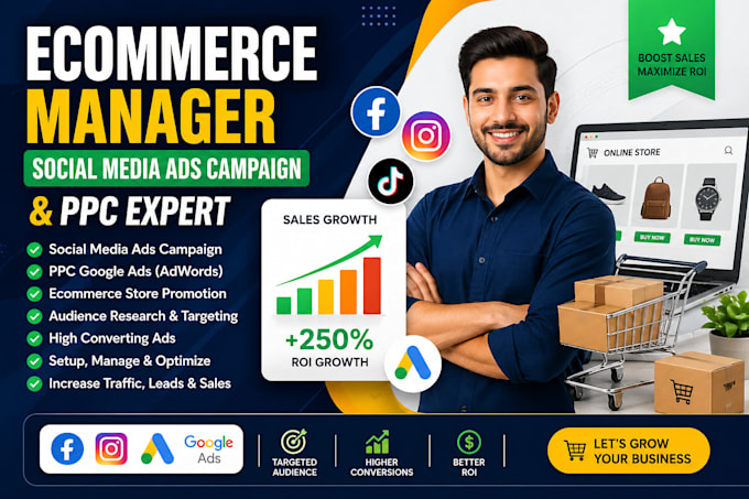 setup social media ads management campaign ppc adwords ecommerce manager