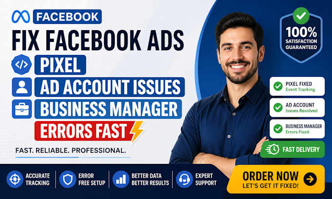 fix facebook ads pixel, ad account issues and business manager errors fast