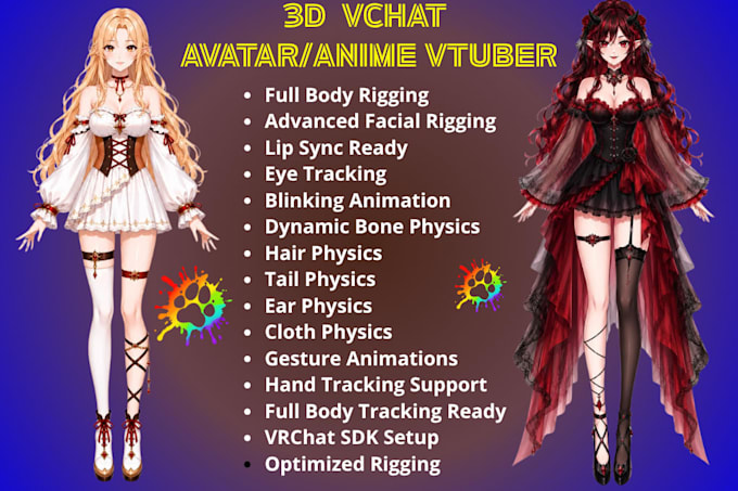 create custom vrchat furry avatar, 3d anime vtuber model, nsfw toggle