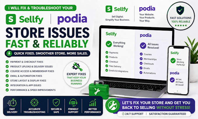 fix troubleshoot your sellfy or podia store issues fast