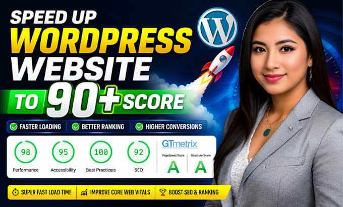 speed up wordpress website and fix core web vitals, gtmetrix and pagespeed score