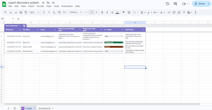 build a google sheets CRM for lead tracking and follow ups
