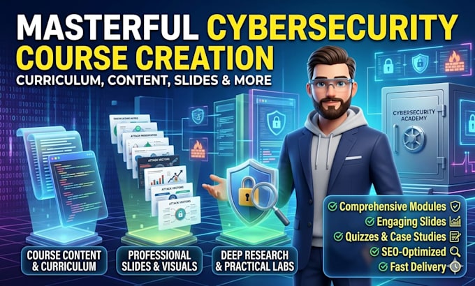 create online course content, curriculum, slides for cybersecurity