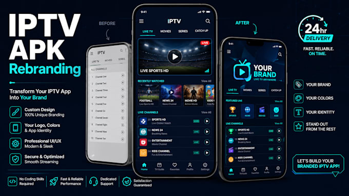professionally rebrand, customize and white label your iptv android apk app
