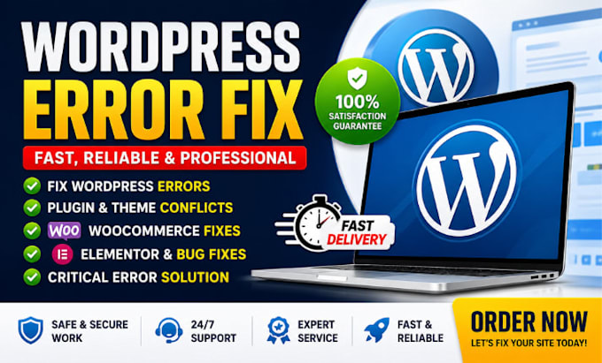 fix wordpress issues, plugin conflicts, errors, bugs, woocommerce and elementor